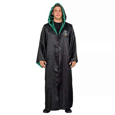 Harry Potter Slytherin Costume Black And Green Long Robe With Hood • $44.95