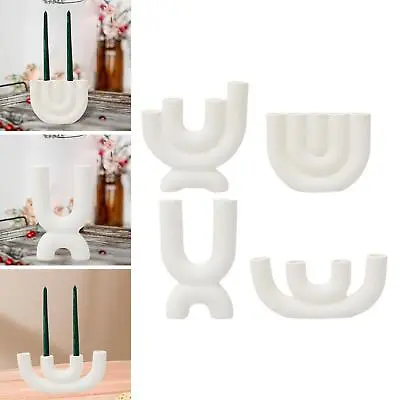 White Taper Candle Holders Ceramic Candelabra Centerpieces For Christmas • £16.26