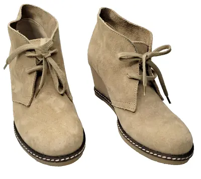 J. Crew MacAlister 28671 Wedge Ankle Boots Shoes Brown Suede Leather US Size 6M • $28.99