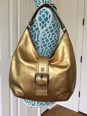 Michael Kors Metallic Gold Leather Large Dress Travel/ Hobo/ Shoulder Bag/purse • $149.99