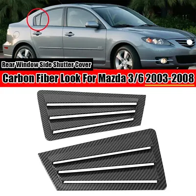 For Mazda 3 Sedan 2003-2008 Carbon Fiber Rear Window Shutter Trim Air Vent Scoop • $35.89