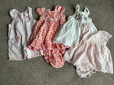 £0.99 • Buy Girls Rompers 6-9 Months Baby Dress Bundle Debenhams H&M Floral Embroidered