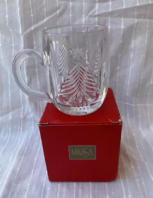 Mikasa Heavy Cut Crystal Christmas Tree Clear Mug/Cup Holiday In Box • $15
