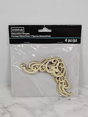 ART MINDS Wooden 4pc Decorative Shape Appliques Onlays(4 7/8in X 2 3/4in)Corner • $10