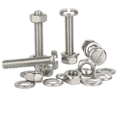 £4.39 • Buy M4 M5 M6 Slotted Pan Head Machine Screws Hexagon Nuts Washers A2 Stainless Steel