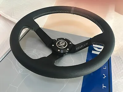 $78.92 • Buy 350mm Leather Deep Dish Racing Steering Wheel Fit For MOMO Hub SPC Drifting Red