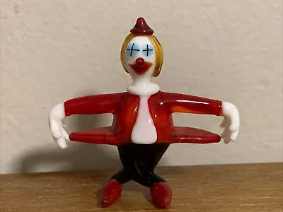 Vintage Murano Art Glass Sculpture 2.25  Figure Ballet Jester Clown Figurine 70s • $50