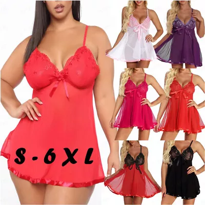 Women Sexy Lingerie Lace Dress Skirt G-string Babydoll Sleepwear Plus Size 16-24 • £5.99