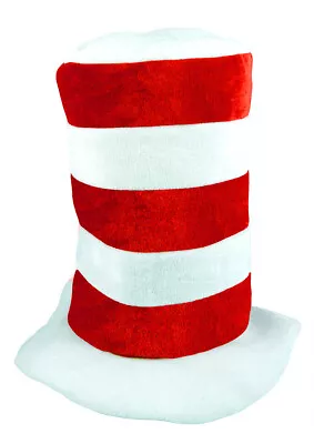 Child Red & White Striped Tall Top Hat Crazy Cat Fancy Dress Book Week Accessory • £6.99