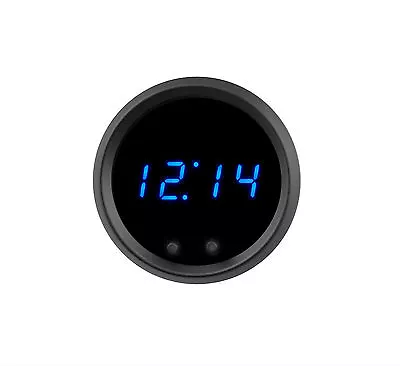 2 1/16  Universal Automotive Digital Clock Blue LED Gauge Black Bezel USA Made • $59.95