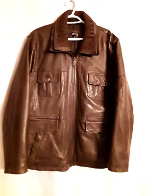 Men M Plonge Leather Double Lined Twill Ykk Moto Jacket Biker • $41.99