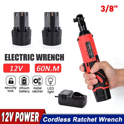 12V 3/8  Cordless Electric Ratchet Socket Impact Wrench Right Angle Battery 60Nm • $43.99