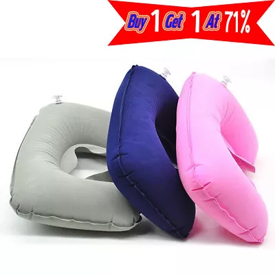 Inflatable Blow Up Pillow NEW U-shaped Neck Cushions Air Rest For Travel Camping • £3.19