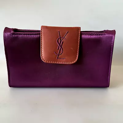 VTG Yves Saint Laurent YSL Purple Beauty Makeup Bag Cosmetic Pouch Case Clutch • $105.44