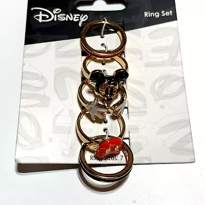 Disney Rings Set Of 5 Mickey Mouse Neon Tuesday Stackable Size 7 • $28.74