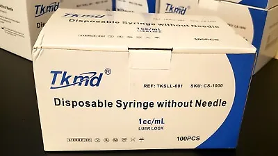 NEW Tkmd Syringes Without Needle 1ml / 1cc Luer Lock Sterile Syringe Box Of 100 • $17