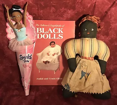 Lot Of 3 - VTG Black Cloth Doll 14  Sparkles Ballerina 11” VTG Black Dolls Book • $38