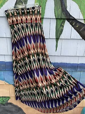 VERONICA M Los Angeles Stretch Maxi Skirt Geometric Fold Over Waistband Size S • $15