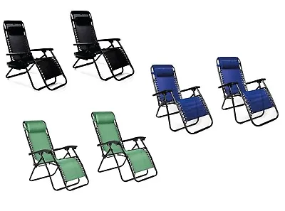 Set Of 2 Zero Gravity Eckman Sun Loungers  Twin Cup And Phone Holder Adjustable • £59.99