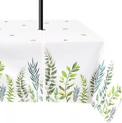 Outdoor Tablecloth With Umbrella Hole And Zipper 60x60 Inch Printed Leaf • $31.69