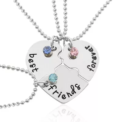 NEW 3pcs Best Friends Forever Heart Pendant Necklace Friend Jigsaw Necklace • $6.26