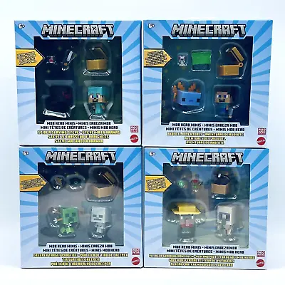 Minecraft Mob Head Minis 4 Pack Lot Bundle Steve Alex Creeper Axolotl Figures • $48.95