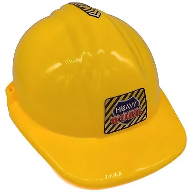 Kids Construction Builder Hat Party Yellow Hard Plastic Helmet Dress Up Costume • $18.25