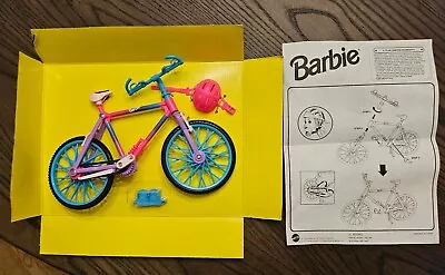 Vintage 1994 Mattel Barbie Biking Fun Bicycle Set With Helmet - Complete On Card • $8