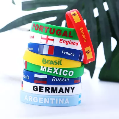$5.58 • Buy Qatar World Cup 2022 Football Soccer Silicone Unisex Sports Bracelet Wristbands