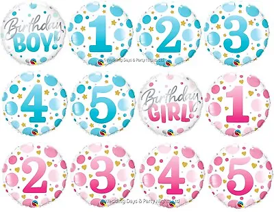 18  Boys Or Girls Happy Birthday Dots Helium/Air Foil Balloon Party Decorations • £2.24