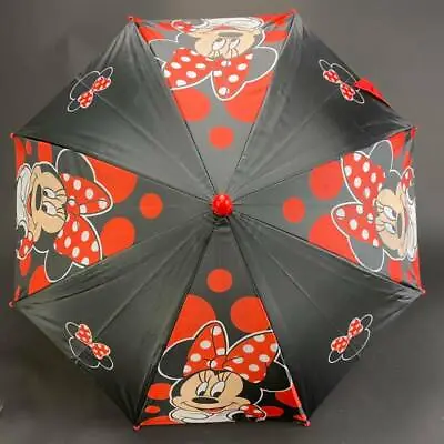 Disney Junior Minnie Mouse Molded Red & Black Umbrella For Girls • £11.57