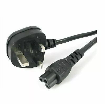 Mains Dell Power Lead UK 3-Pin Plug C5 IEC Clover Leaf Cable For Laptop-2M3M5M • £11.90