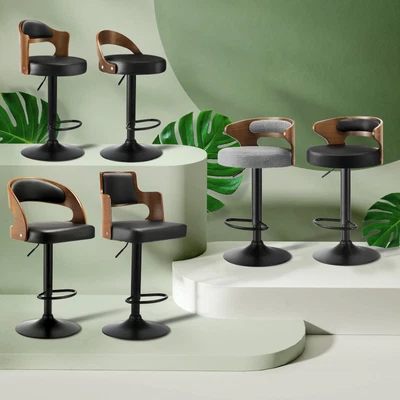 $152.91 • Buy Oikiture Bar Stools Gas Lift Kitchen Dining Chair Stool Swivel PU Leather X2/x4