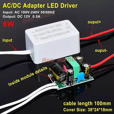 Mini AC-DC Converter AC 110V 120V 220V 230V To 12V 0.5A LED Driver Power Adapter • $3.35