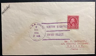 1934 USS Grebe USS Macon ZRS5 Airship Zeppelin Sighted Over Fleet Cover • $39.99