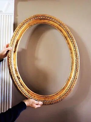 Vintage Large Italian Florentine Oval Giltwood Mirror / Painting Frame Only • $185