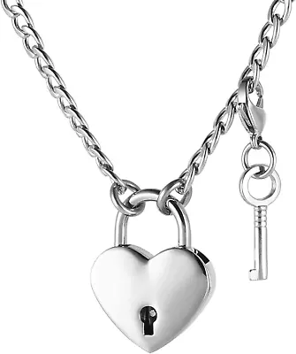 Lover Heart Padlock Necklace Padlock Collar Choker For Men Women With Lock • $23.80