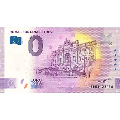 0 € Zero Euro Souvenir Note Italy 2022 - Rome Fountain Of Trevi • £3.16