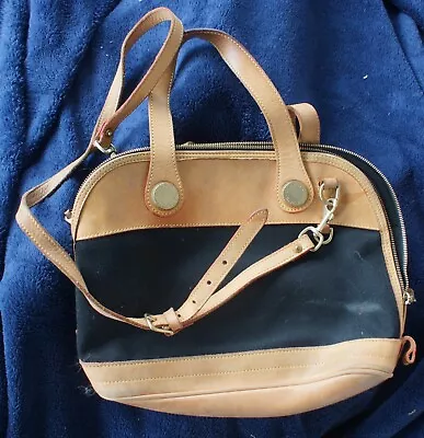 Dooney & Bourke Canvas & Tan Leather Handbag Crossbody Bag • $19.95