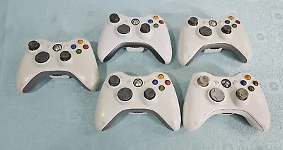 $10.50 • Buy Xbox 360 Lot Of 5 Official Microsoft White Wireless Controller OEM Remotes