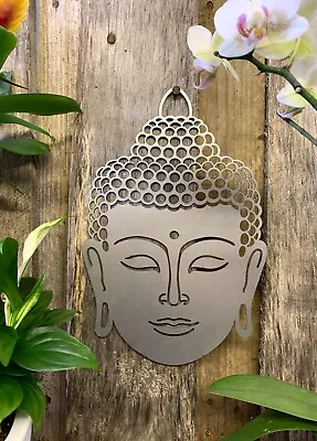 Buddha Head Steel Wall Art Garden Home Decor Yoga Buddhism Gift Smll • £12