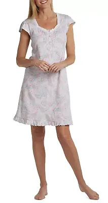 Miss Elaine Short Knit Nightgown  NWT 208851   Size S  Aqua Paisley Print • $22.50