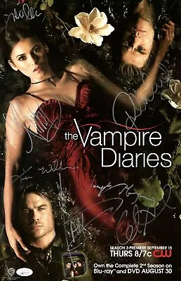 Vampire Diaries Cast Signed 11X17 Poster 7 Autos Somerhalder Dobrev JSA • $499.99