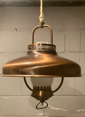 Vintage Mid Century Copper Brass Pull Down Ceiling Lamp • $79