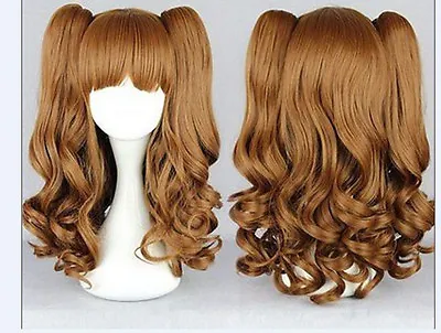 New Long Brown Split Lolita Clip On Ponytails Curly Wavy Cosplay Party Wig • £22.20