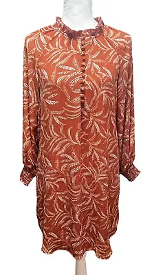 Veronica M Dress Womens Smocked Wrist Long Sleeve Orange Printed Dress XS  NWT • $34.50