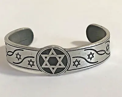 Vintage Zic-Zoc Pewter Cuff Bracelet Star Of David - Jewish Star Isreal TM & C • $14.50