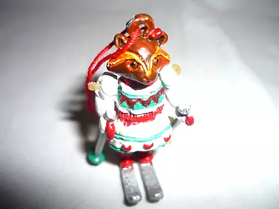 Vtg Dept 56 Tiny Trimmings Girl Racoon / Badger Skier Painted Pewter Articulated • $9.99