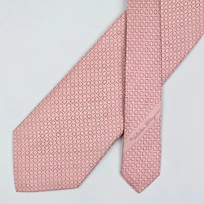 Salvatore Ferragamo Tie Necktie Gancini Logo On Pink Woven • $20