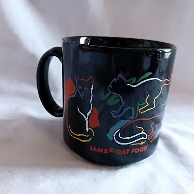 Vintage IAMS Cat Food Black Ceramic Coffee Cup Mug England • $14